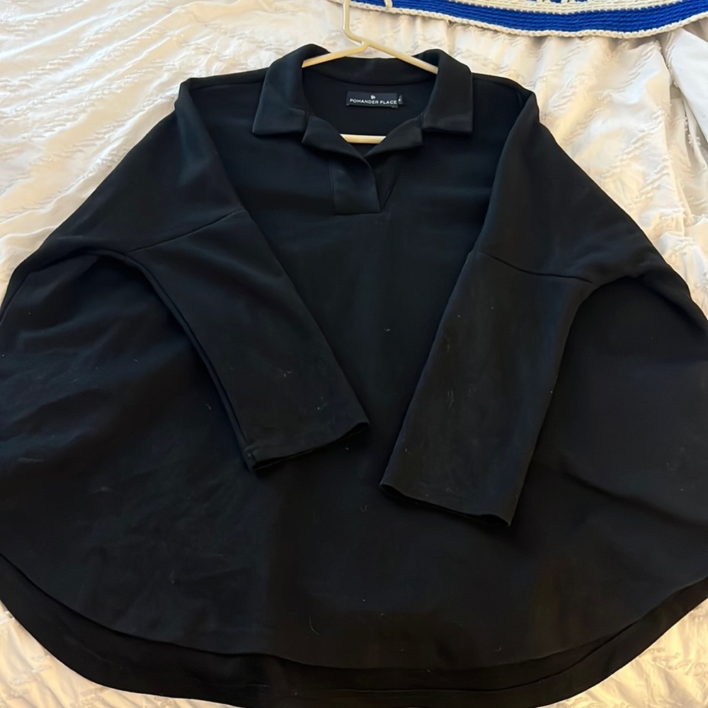 Pomander place M/L Black Easy Polo Swing Sweatshirt